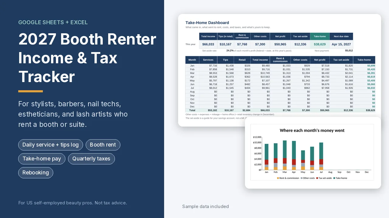 2027 Booth Renter Income and Tax Tracker cover